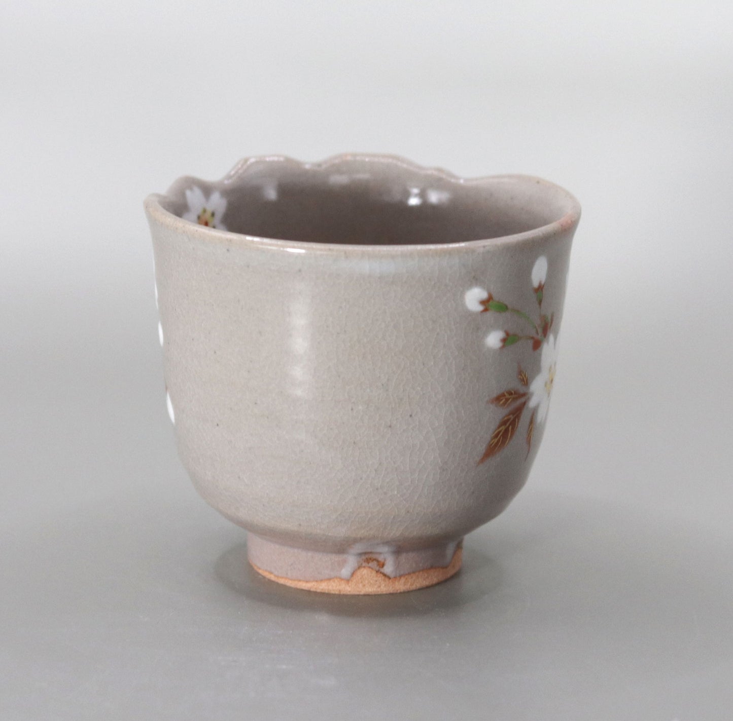 38. Copy of Kenzan's Cherry Blossom-Painted Sake Cup by Kosai Miyagawa