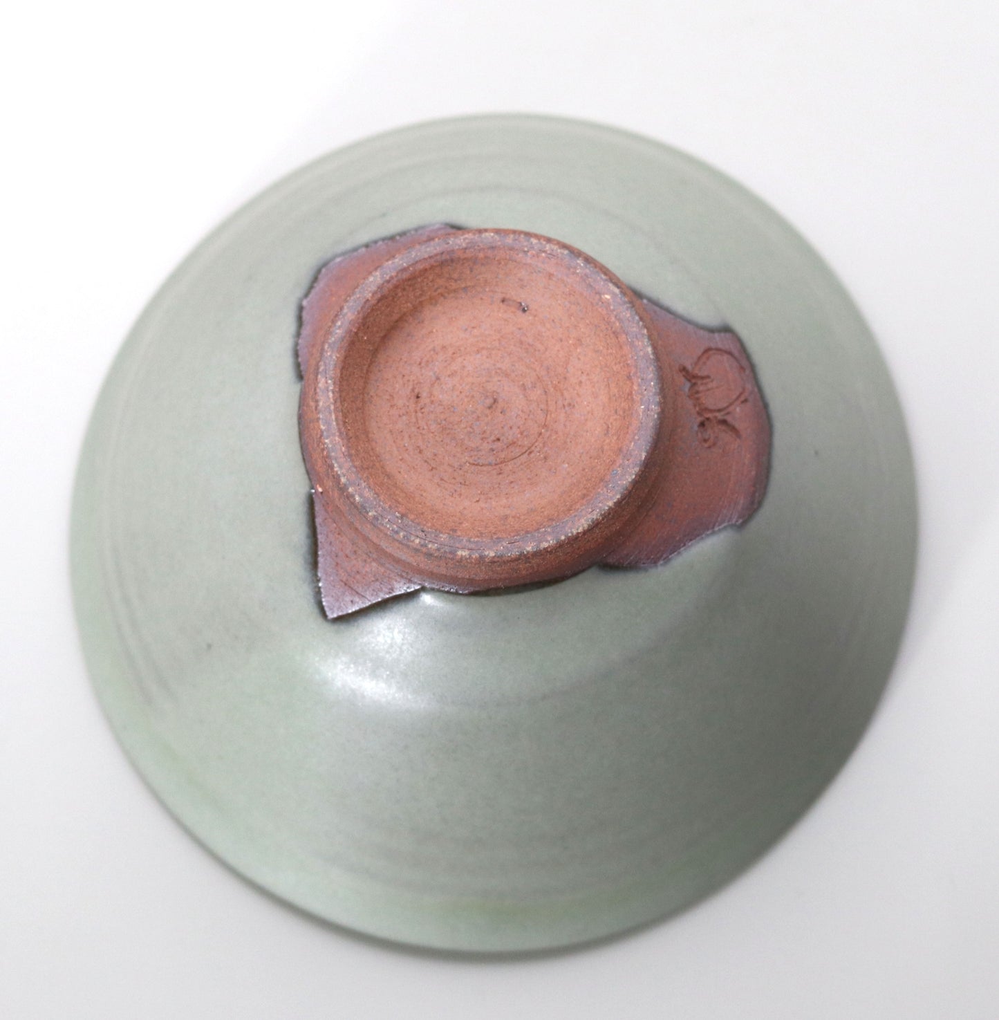 Celadon glazed tea bowl by Toshinari Ichino