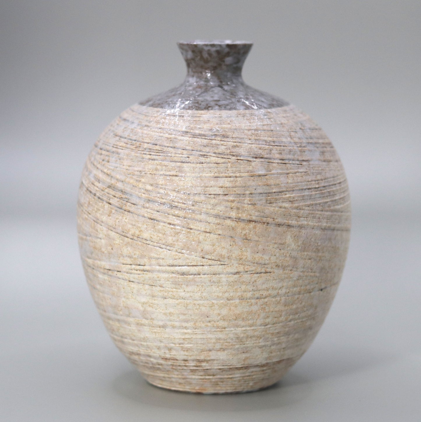 Blown mud white Tamba platinum colored vase by Ichiji Shimizu