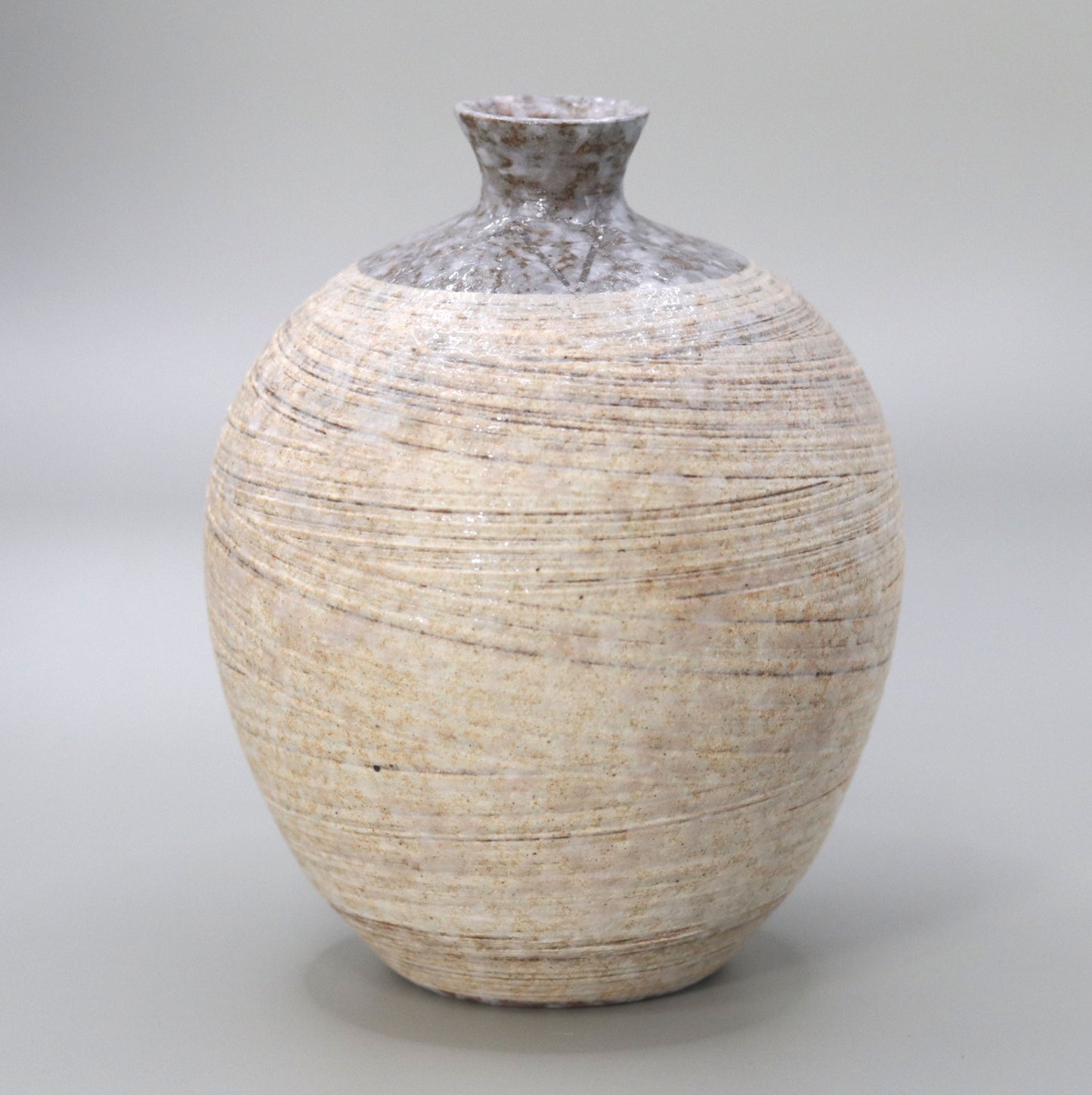 Blown mud white Tamba platinum colored vase by Ichiji Shimizu