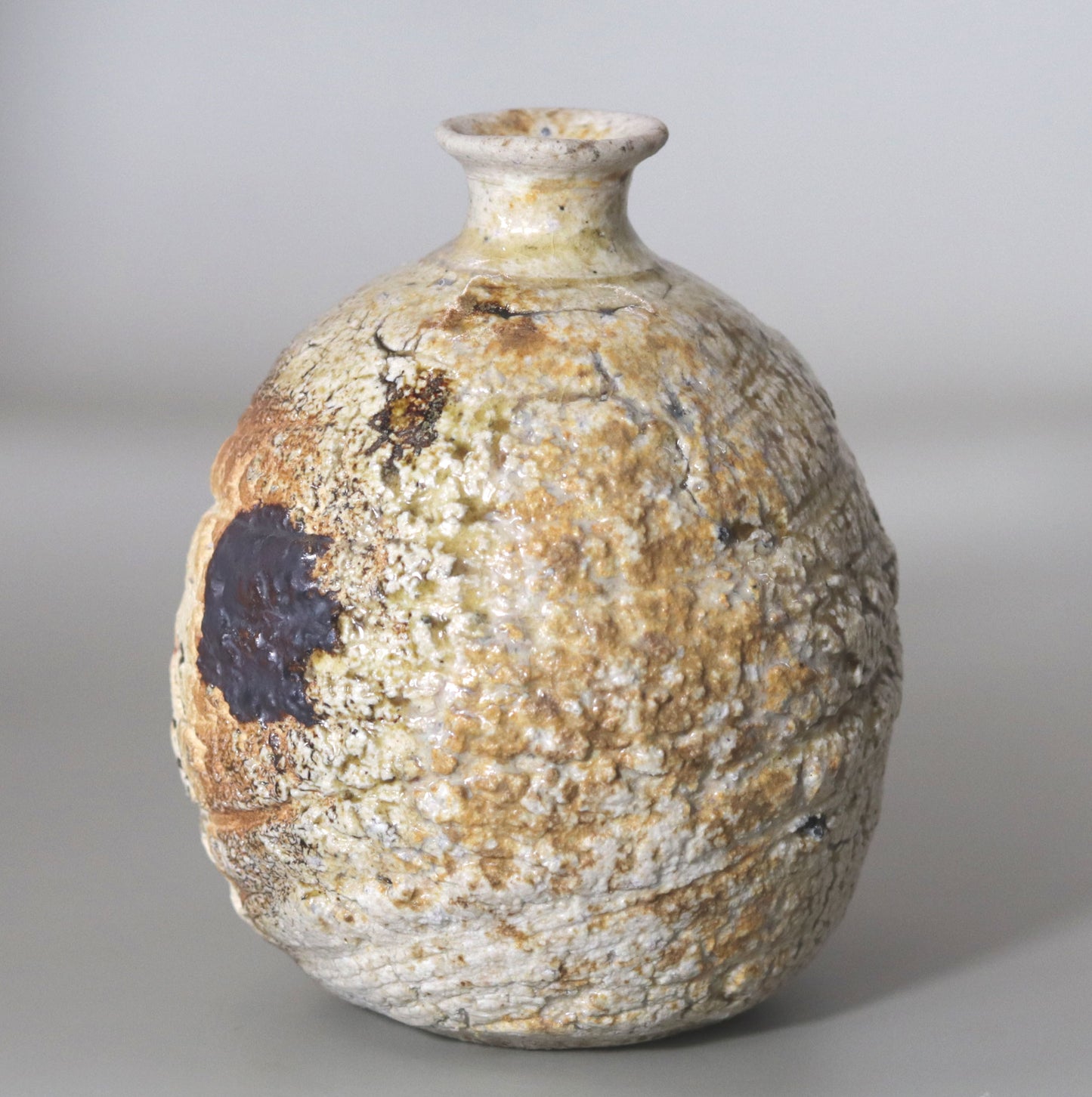 Tanba Natural Glazed Sake Bottle by Nishihata Tadashi