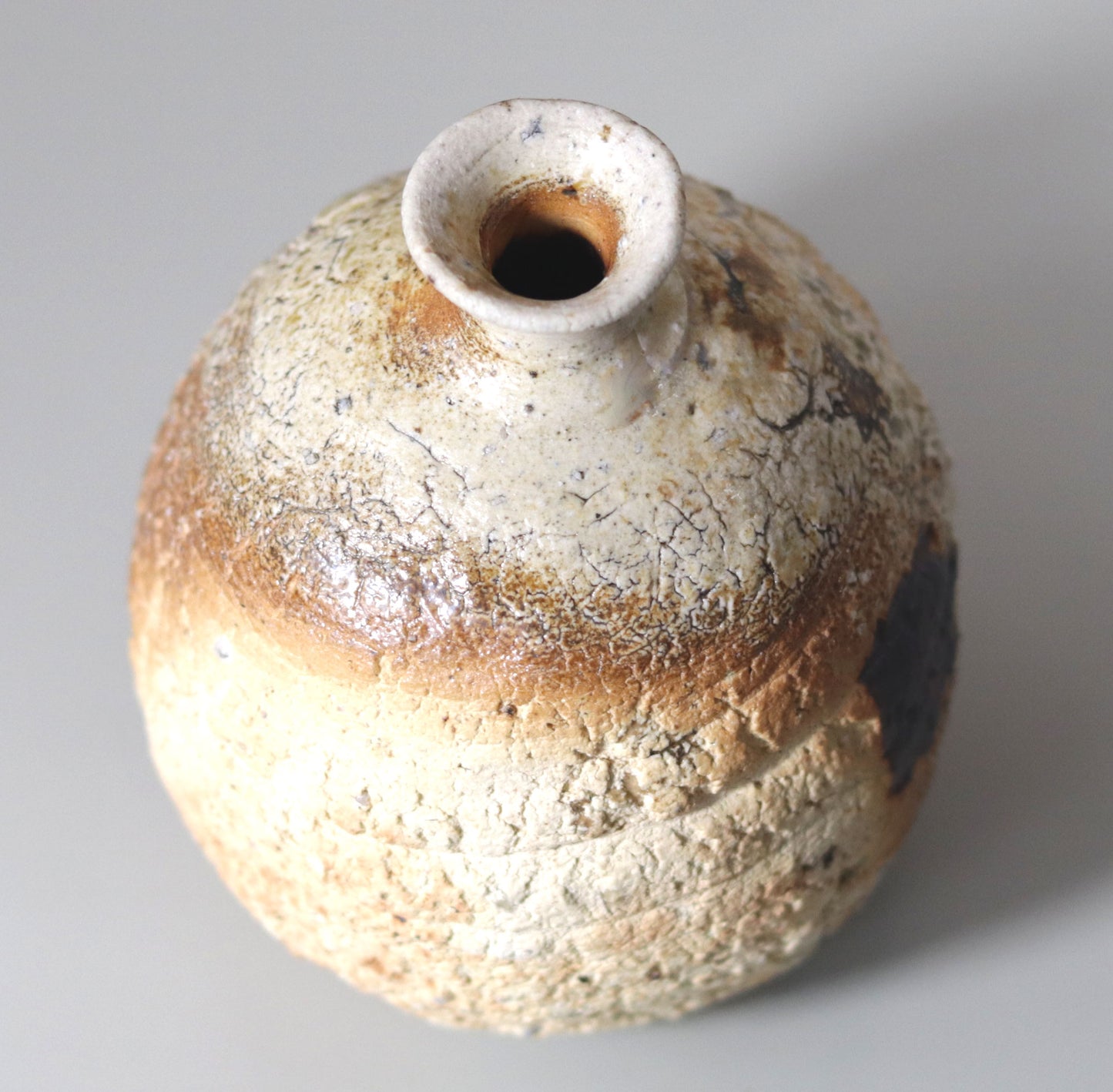 Tanba Natural Glazed Sake Bottle by Nishihata Tadashi