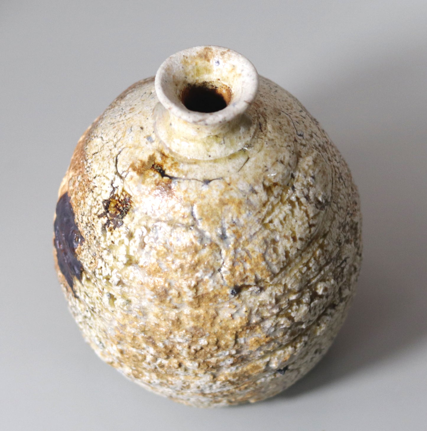 Tanba Natural Glazed Sake Bottle by Nishihata Tadashi