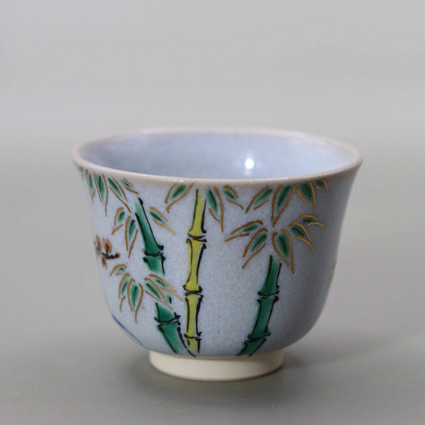 26 Straw Ash Glazed Four Gentlemen's Sake Cup by Kosai Miyagawa