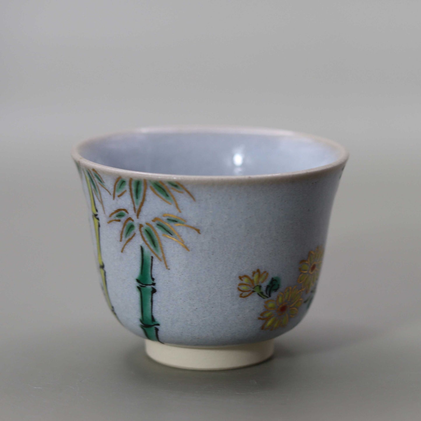 26 Straw Ash Glazed Four Gentlemen's Sake Cup by Kosai Miyagawa