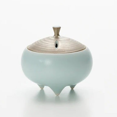 Blue and white porcelain silver-glazed incense burner by Kazuhiro Matsukawa