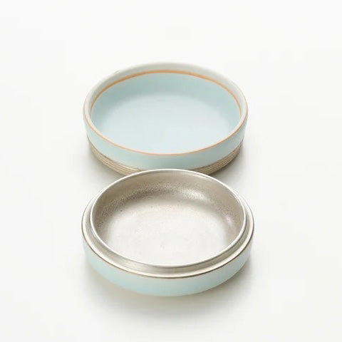 青白磁銀彩合子  松川和弘